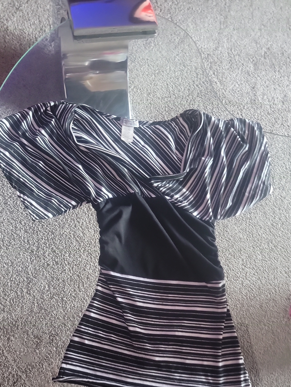 Body Central Black and White Striped Top.with Wide Sleeves